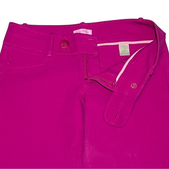 Lilly Pulitzer Azalea Button Tab Flat Front Pink Crop Pants Size 4 - Picture 4 of 6